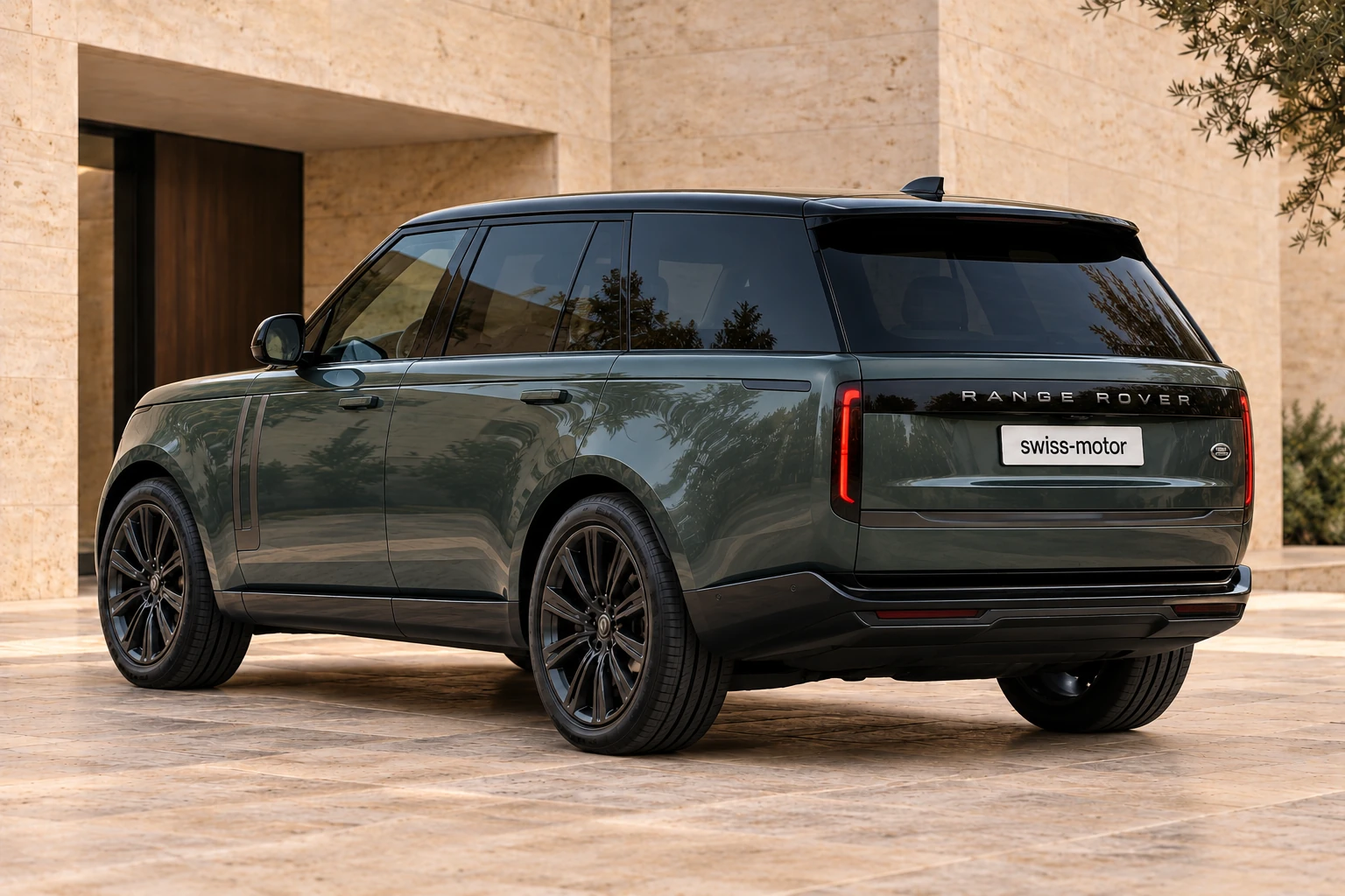 Land Rover Range Rover, illustration générée par IA, vue arrière de trois quarts